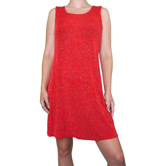 Vintage 90s Sparkly Red Mini Dress - Picture 4 of 14